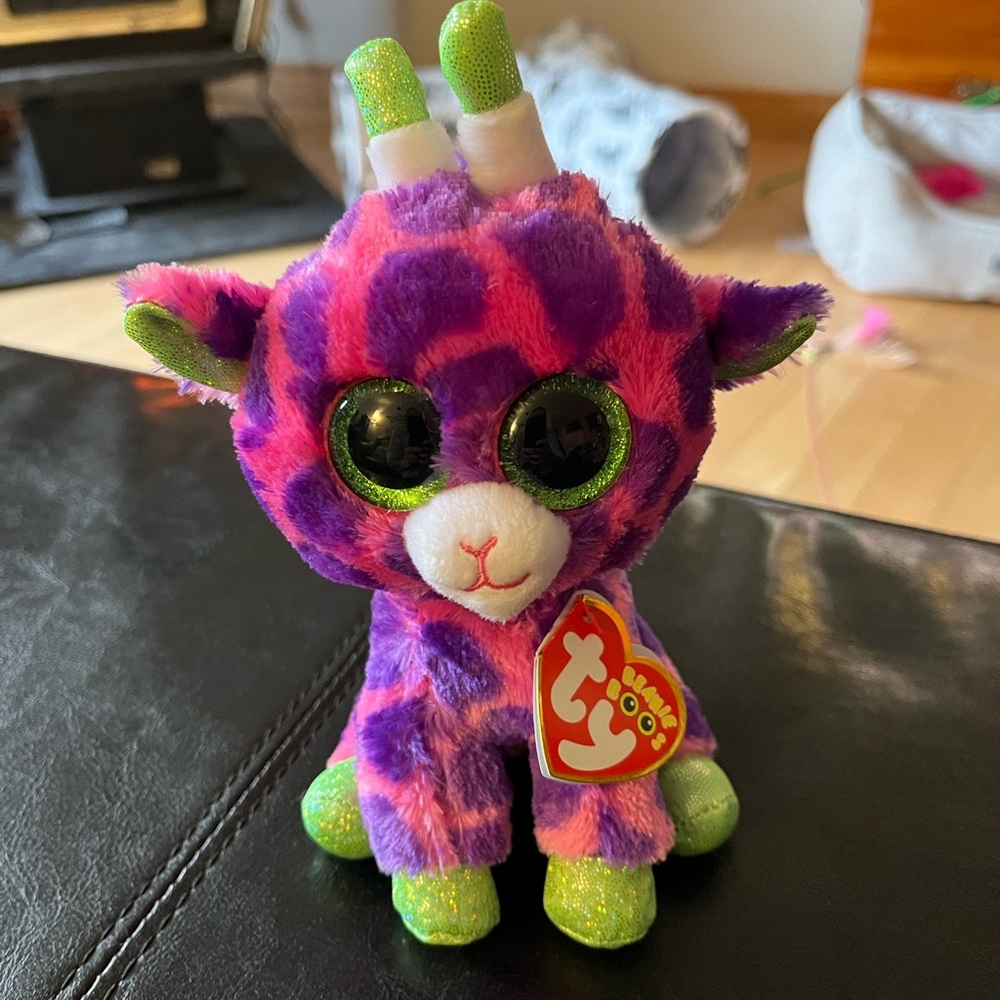 Ty Beanie Boo's Gilbert Giraffe Plush with Purple and Green